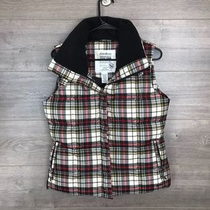 Eddie Bauer Plaid Goose Down Zip Up Puffer Vest